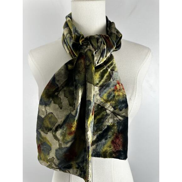 Morgan & Oates Women’s Velvet Scarf Abstract Floral Soft/Earthy/artistic/velvety - Picture 1 of 7